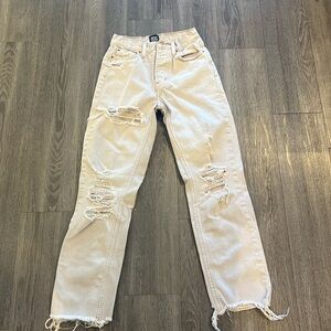 Urban Outfitters BDG High-Rise Slim Straight Raw Hem Distressed Jeans